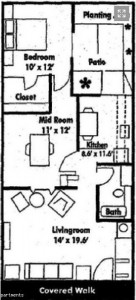 Two bedroom garden apartment floorplan